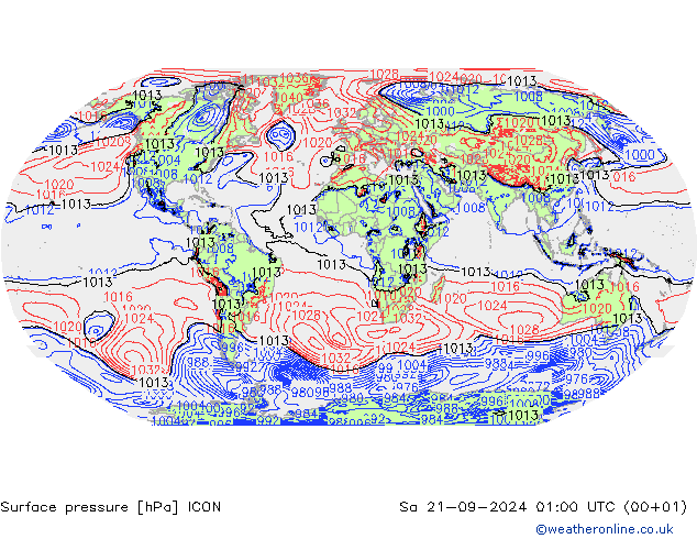 Presión superficial ICON sáb 21.09.2024 01 UTC