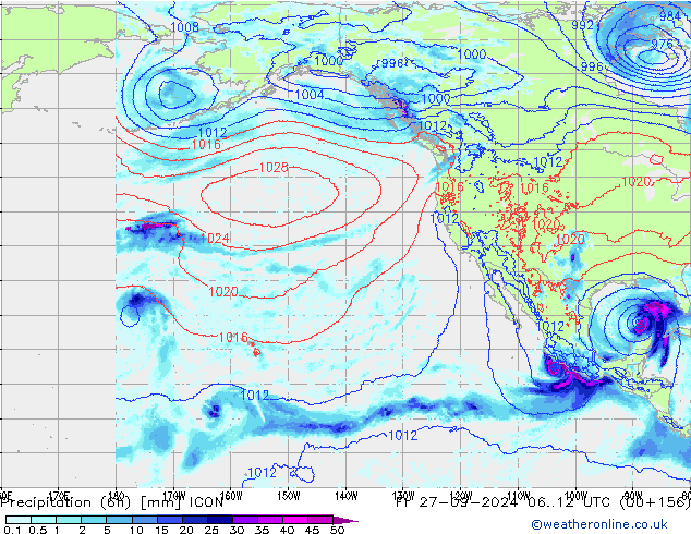 Precipitation (6h) ICON Fr 27.09.2024 12 UTC