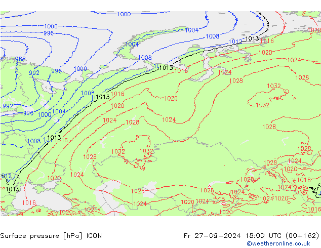 Bodendruck ICON Fr 27.09.2024 18 UTC