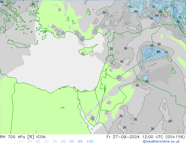 RH 700 hPa ICON Fr 27.09.2024 12 UTC