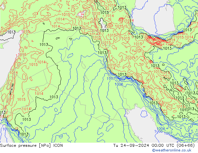 Surface pressure ICON Tu 24.09.2024 00 UTC