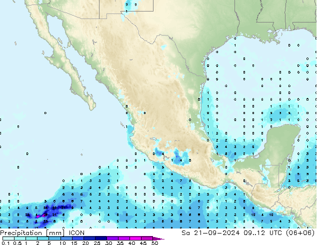 Precipitación ICON sáb 21.09.2024 12 UTC