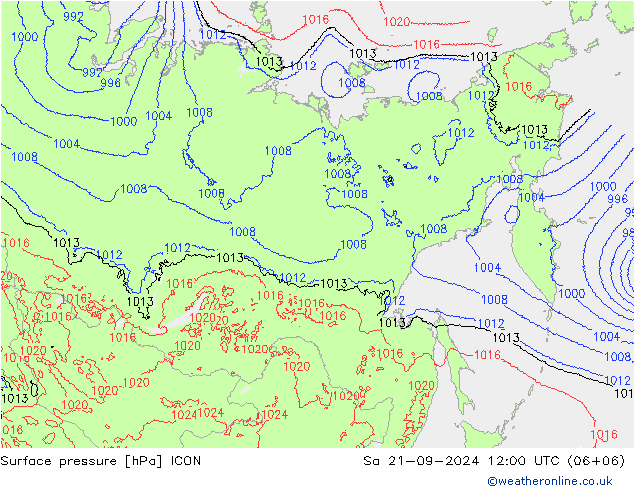 Luchtdruk (Grond) ICON za 21.09.2024 12 UTC