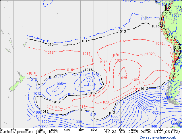 Surface pressure ICON Mo 23.09.2024 00 UTC