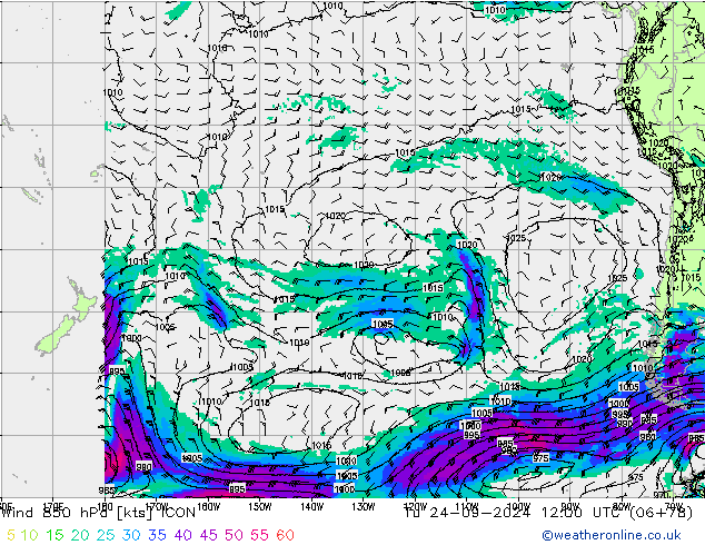 Wind 850 hPa ICON Tu 24.09.2024 12 UTC