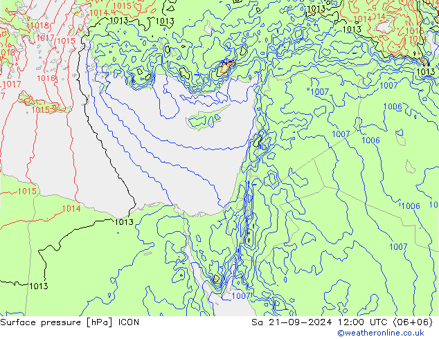 Surface pressure ICON Sa 21.09.2024 12 UTC