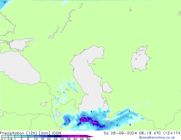 Nied. akkumuliert (12Std) ICON Sa 28.09.2024 18 UTC