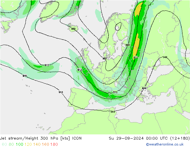 高速氣流 ICON 星期日 29.09.2024 00 UTC