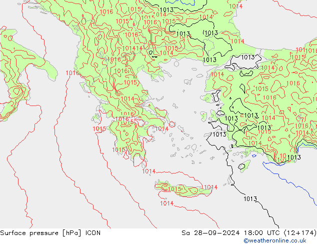 приземное давление ICON сб 28.09.2024 18 UTC
