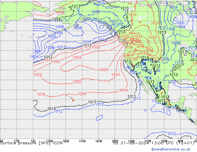 Luchtdruk (Grond) ICON za 21.09.2024 13 UTC