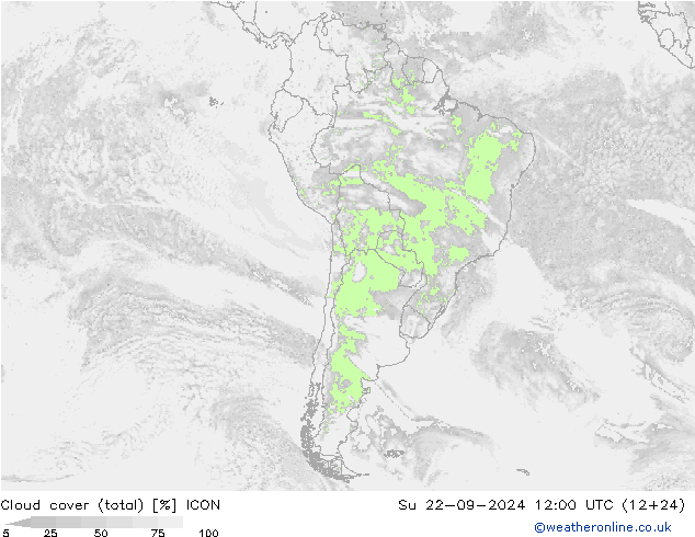 Wolken (gesamt) ICON So 22.09.2024 12 UTC