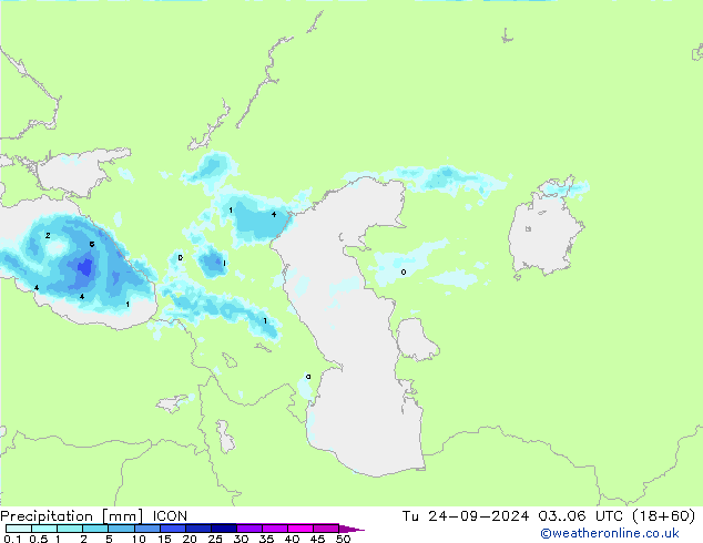 Neerslag ICON di 24.09.2024 06 UTC