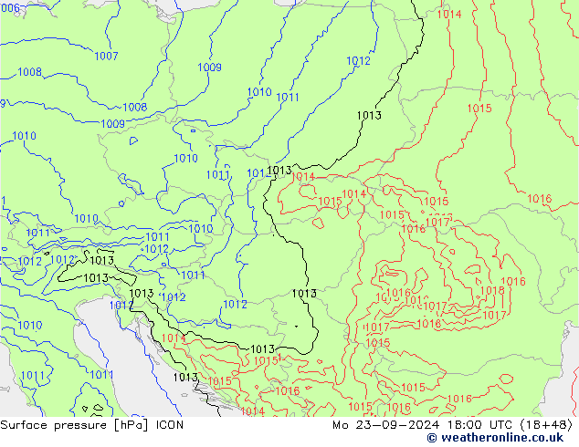 Surface pressure ICON Mo 23.09.2024 18 UTC