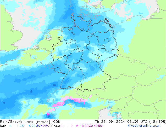 Regen/Sneeuwval ICON do 26.09.2024 06 UTC