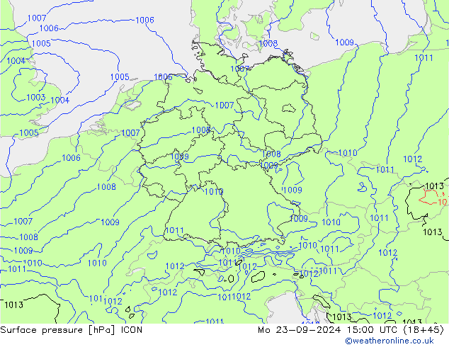 приземное давление ICON пн 23.09.2024 15 UTC