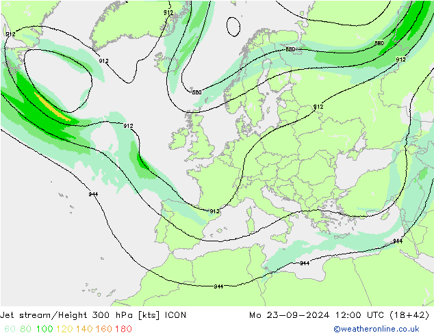 高速氣流 ICON 星期一 23.09.2024 12 UTC