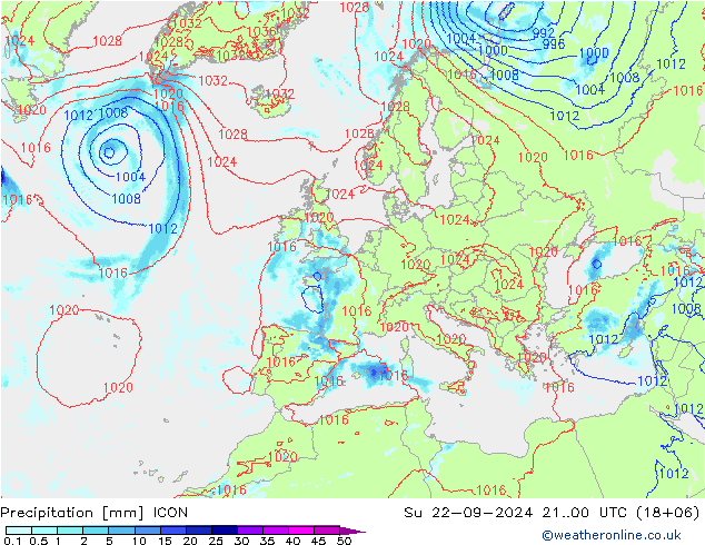 Niederschlag ICON So 22.09.2024 00 UTC