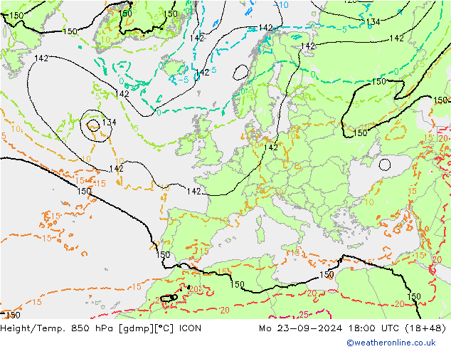 Height/Temp. 850 hPa ICON Seg 23.09.2024 18 UTC