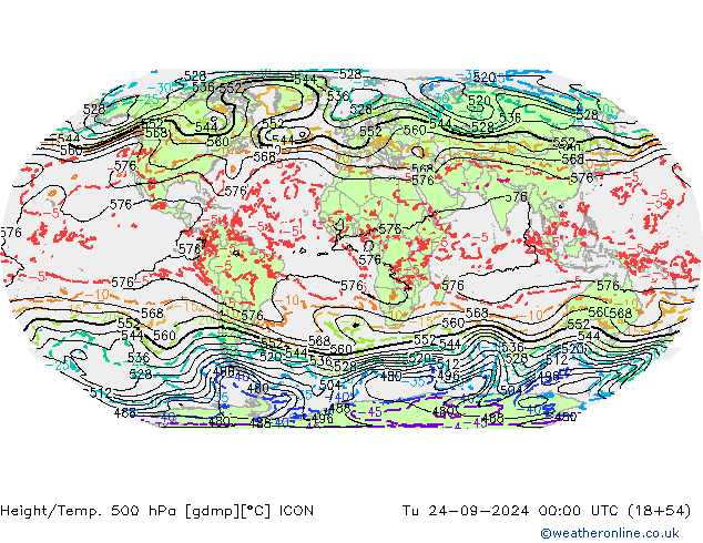 Hoogte/Temp. 500 hPa ICON di 24.09.2024 00 UTC