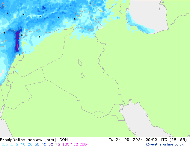 Precipitation accum. ICON Tu 24.09.2024 09 UTC