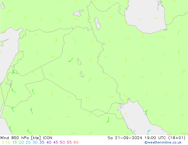 Wind 850 hPa ICON Sa 21.09.2024 19 UTC