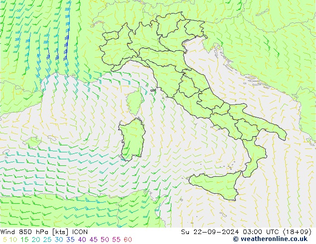 Wind 850 hPa ICON Su 22.09.2024 03 UTC