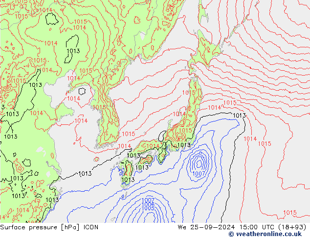 Luchtdruk (Grond) ICON wo 25.09.2024 15 UTC