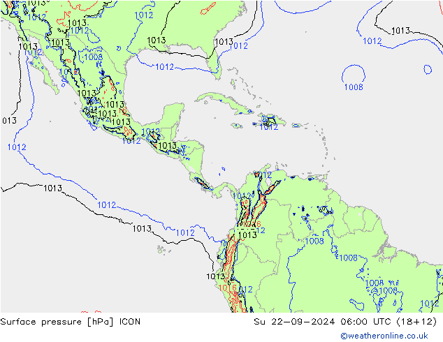 Pressione al suolo ICON dom 22.09.2024 06 UTC