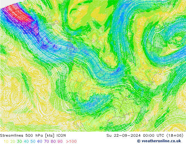 风 500 hPa ICON 星期日 22.09.2024 00 UTC