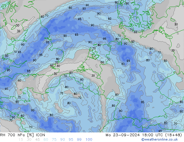 RV 700 hPa ICON ma 23.09.2024 18 UTC