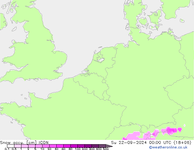 Snow accu. ICON Ne 22.09.2024 00 UTC