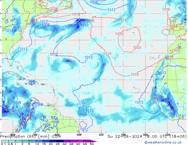 Nied. akkumuliert (6Std) ICON So 22.09.2024 00 UTC