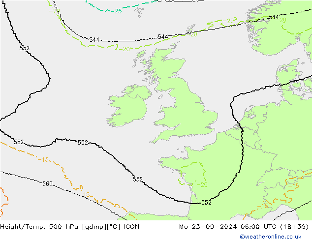 Height/Temp. 500 гПа ICON пн 23.09.2024 06 UTC