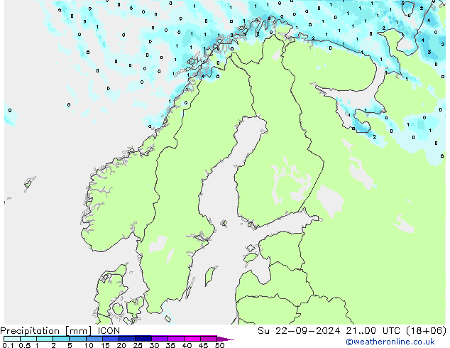 降水 ICON 星期日 22.09.2024 00 UTC