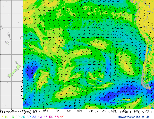 Surface wind ICON We 25.09.2024 00 UTC