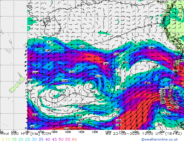 Wind 500 hPa ICON Mo 23.09.2024 12 UTC