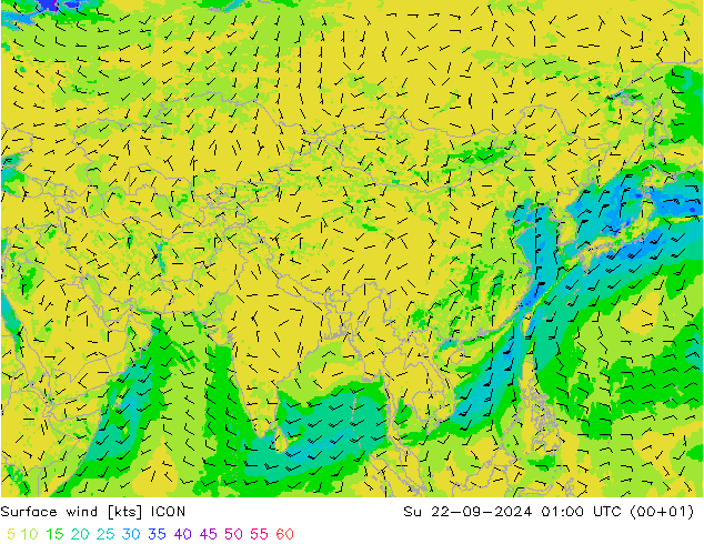 Bodenwind ICON So 22.09.2024 01 UTC