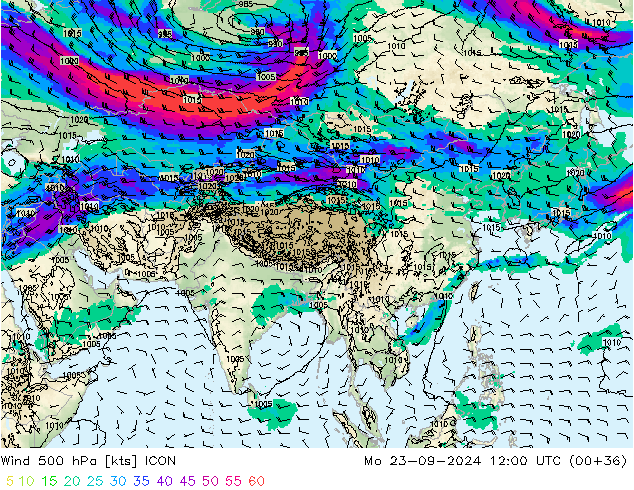 Wind 500 hPa ICON Mo 23.09.2024 12 UTC