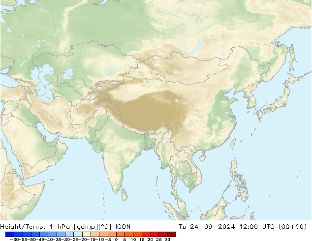 Hoogte/Temp. 1 hPa ICON di 24.09.2024 12 UTC