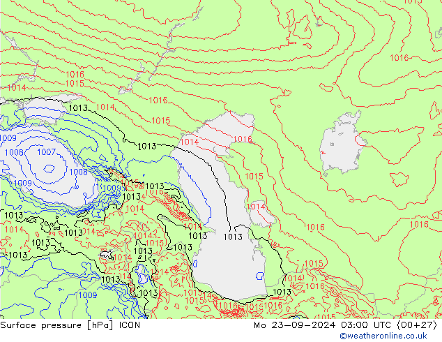 pressão do solo ICON Seg 23.09.2024 03 UTC