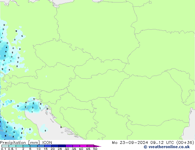 осадки ICON пн 23.09.2024 12 UTC