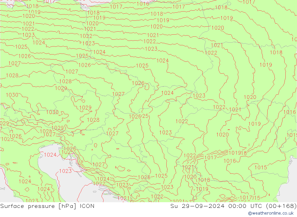 Luchtdruk (Grond) ICON zo 29.09.2024 00 UTC