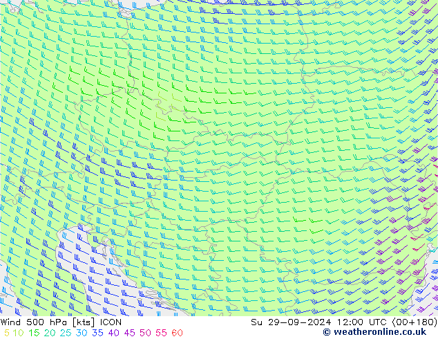 Wind 500 hPa ICON Su 29.09.2024 12 UTC