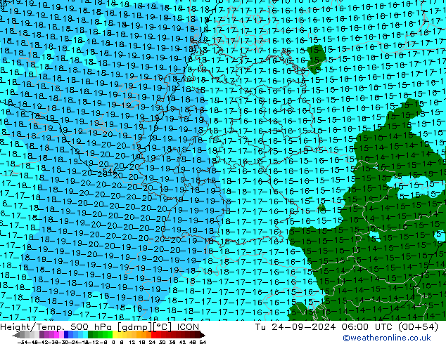 Height/Temp. 500 гПа ICON вт 24.09.2024 06 UTC