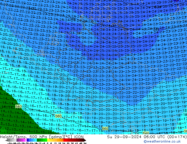 Height/Temp. 500 hPa ICON Ne 29.09.2024 06 UTC