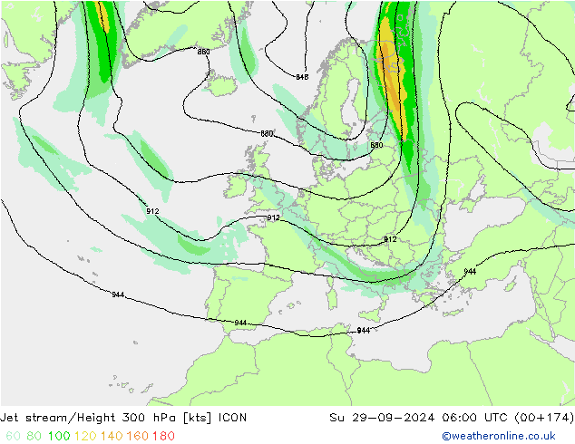 Straalstroom ICON zo 29.09.2024 06 UTC