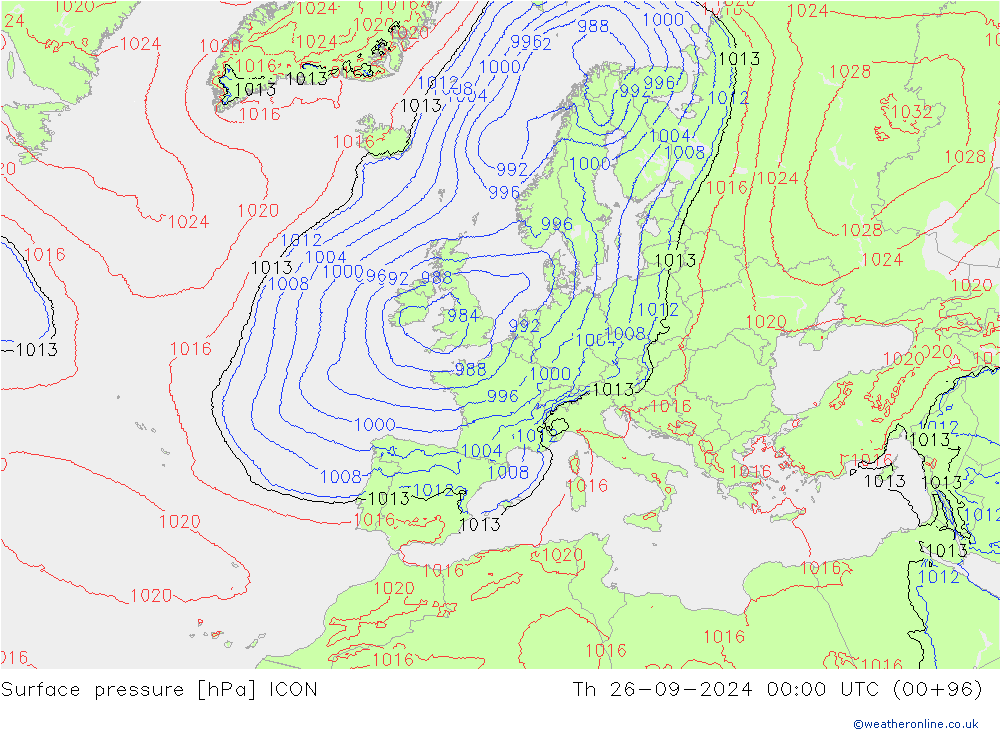 Bodendruck ICON Do 26.09.2024 00 UTC