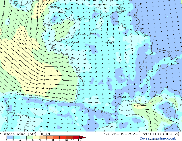 ве�Bе�@ 10 m (bft) ICON Вс 22.09.2024 18 UTC