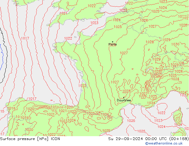 Atmosférický tlak ICON Ne 29.09.2024 00 UTC