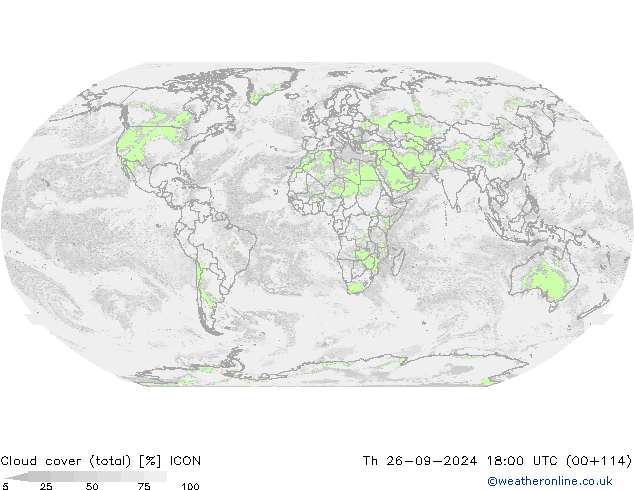 Nubes (total) ICON jue 26.09.2024 18 UTC